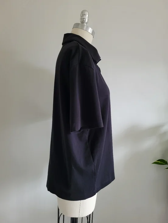 ZARA black jersey knit polo golf shirt with short sleeves - Picture 3 of 10